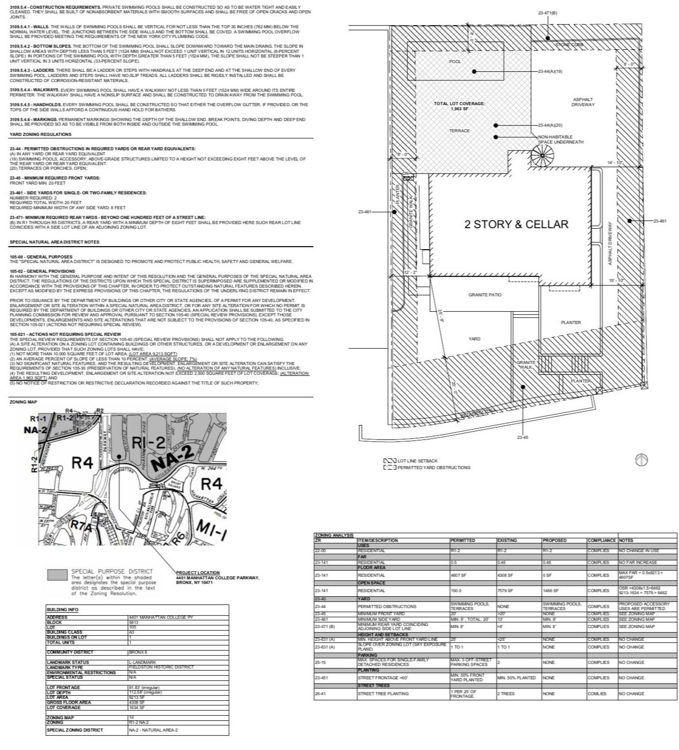 Zoning analysis: Special Natural Area District compliance, l